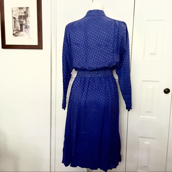 ARGENTI Royal blue 100% silk faux wrap dress - Picture 2 of 7